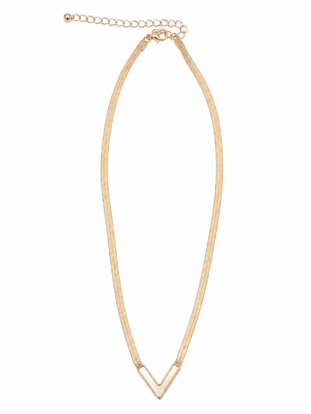 Gold-Tone Herringbone Necklace with Ivory Resin V – NWT
